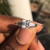 Three stone Princess Cut Engagement Ring