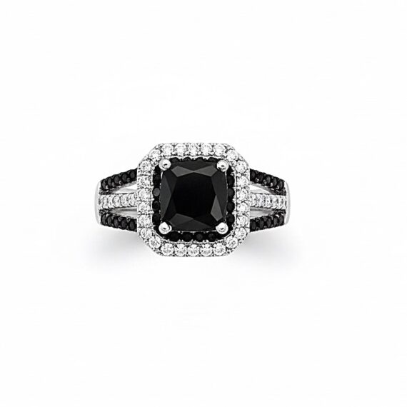Ash Black Cubic Zirconia Engagement Ring