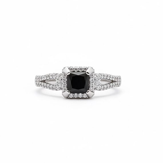 Bidemi Black Cubic Zirconia Engagement Ring