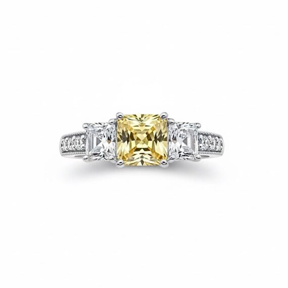 Canary Yellow Cubic Zirconia Engagement Ring