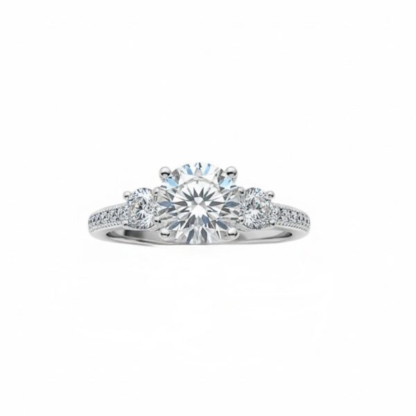 Dainty Cubic Zirconia Three Stone Engagement Ring