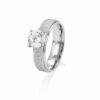 6mm Frosted Titanium Solitaire Engagement Ring - Image 2