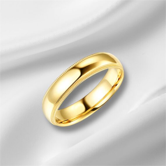 Milgrain 5mm Men’s Pure Gold Band