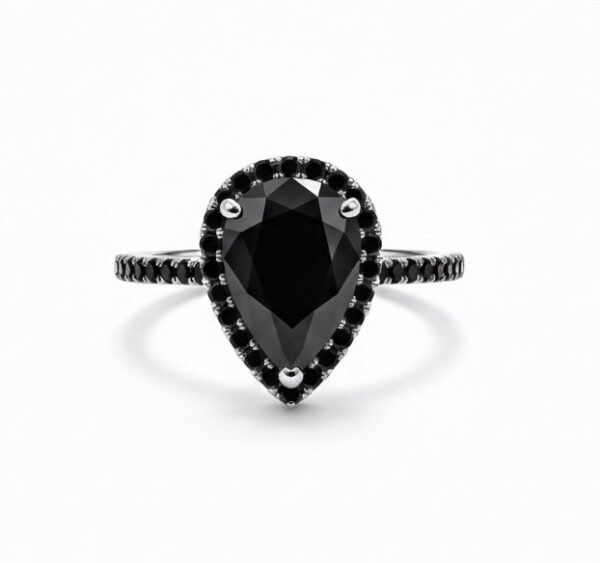Raven Black Cubic Zirconia Engagement Ring