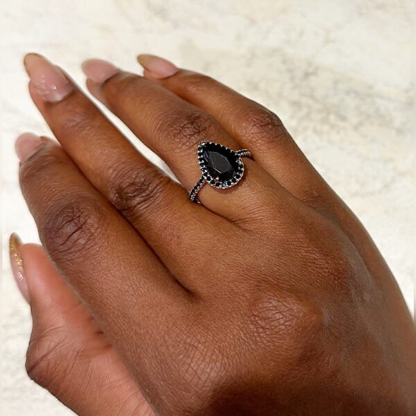 Raven Black Cubic Zirconia Engagement Ring - Image 3
