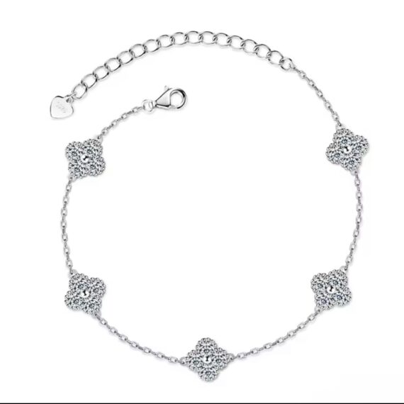 Bloom Four Leaf Clover 925 Moissanite Bracelet
