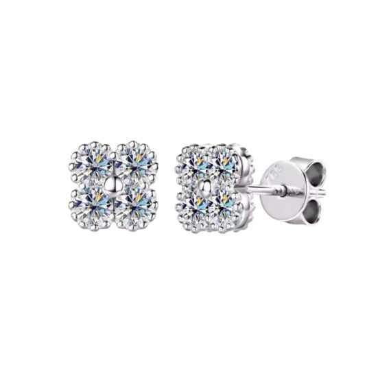 Bloom Four Leaf Clover 925 Moissanite Earrings