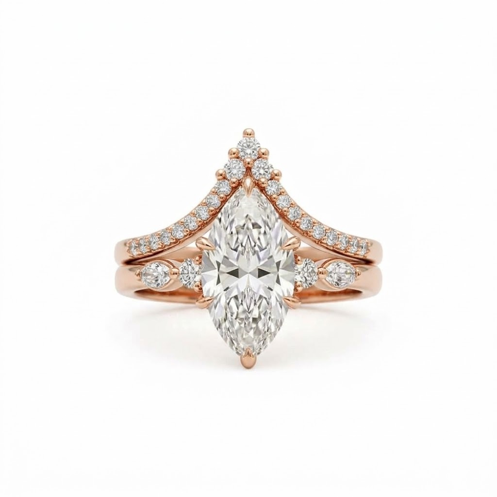 Cicily 4CT Marquise Trilogy Bridal Set - Image 4